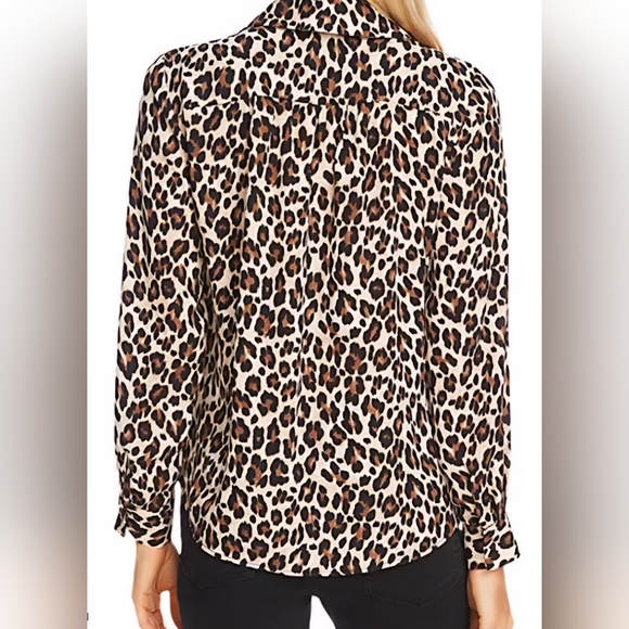 Leopard Designer Wrap Blouse Top L - Picture 2 of 9